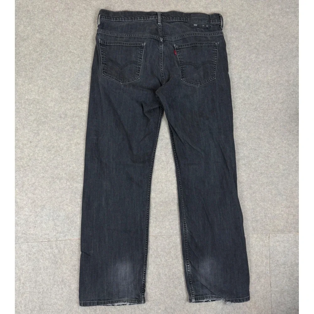 Levis 569 Loose Straight Jeans 34x32 Faded Black Denim 00569-0159